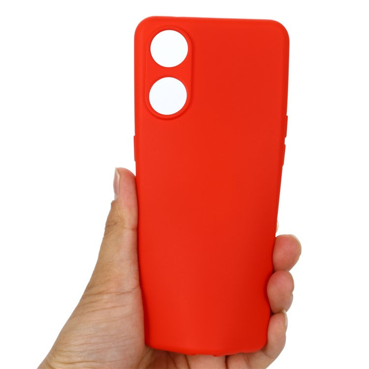 Phone Case for Oppo Reno8 T 4G , Liquid Silicone Soft Lining Shockproof Smartphone Cover with Strap - Red