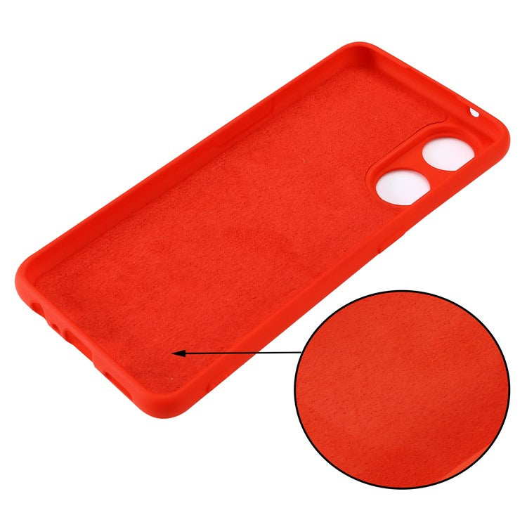 Phone Case for Oppo Reno8 T 4G , Liquid Silicone Soft Lining Shockproof Smartphone Cover with Strap - Red