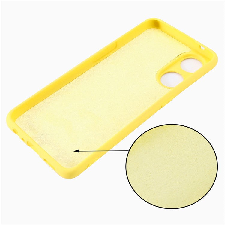 Phone Case for Oppo Reno8 T 4G , Liquid Silicone Soft Lining Shockproof Smartphone Cover with Strap - Yellow