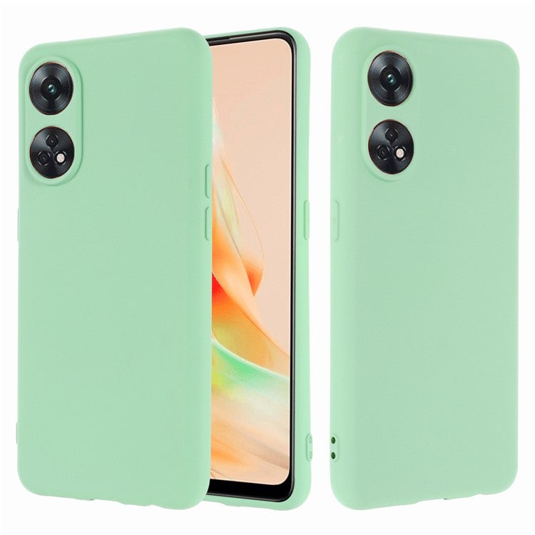 Phone Case for Oppo Reno8 T 4G , Liquid Silicone Soft Lining Shockproof Smartphone Cover with Strap - Green
