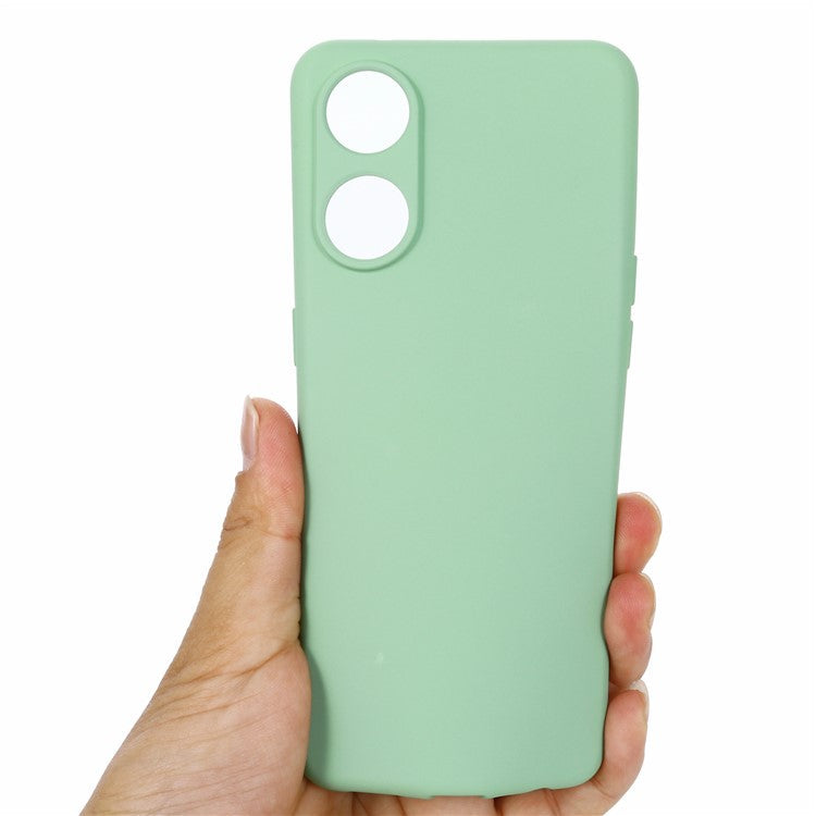 Phone Case for Oppo Reno8 T 4G , Liquid Silicone Soft Lining Shockproof Smartphone Cover with Strap - Green