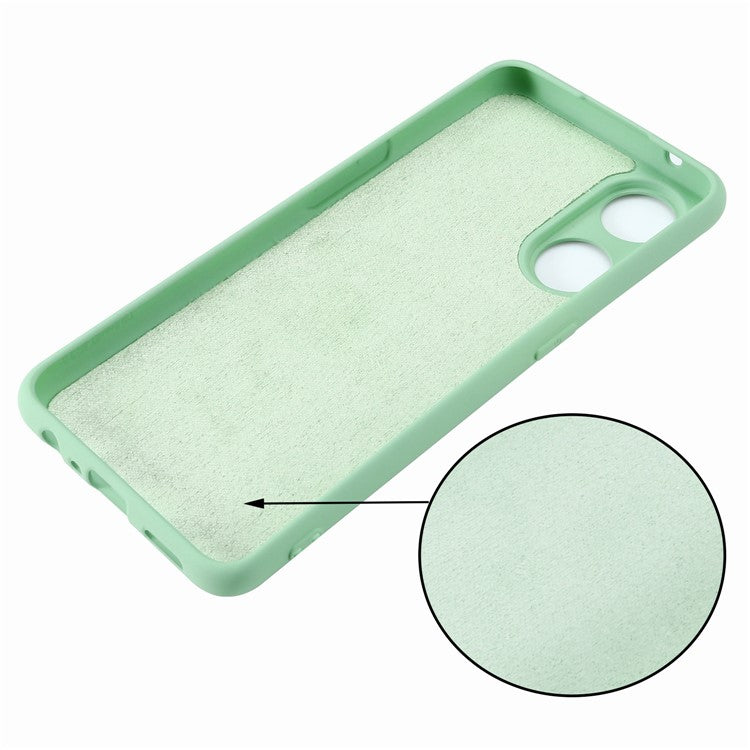 Phone Case for Oppo Reno8 T 4G , Liquid Silicone Soft Lining Shockproof Smartphone Cover with Strap - Green