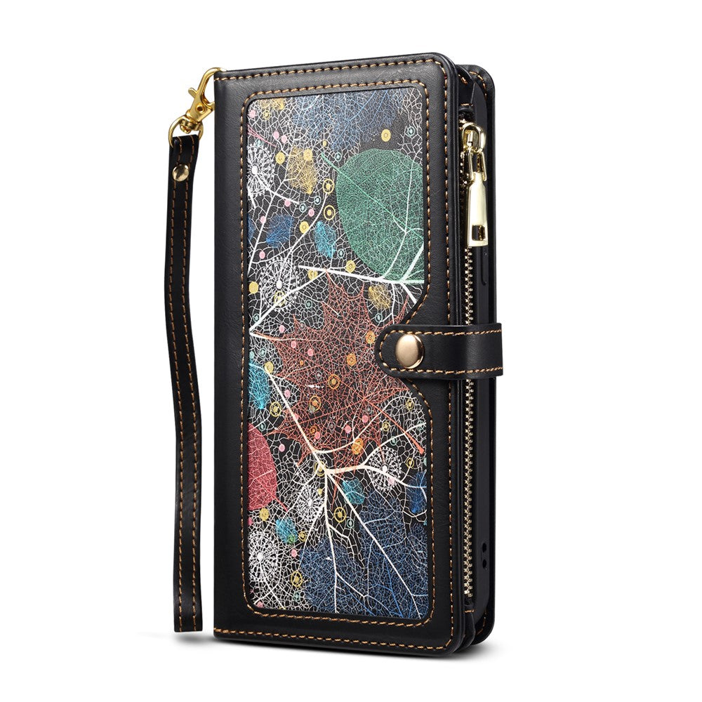 ESEBLE for Samsung Galaxy M54 5G / F54 5G RFID Blocking Leather Phone Case Zipper Pocket Wallet Stand Cover - Black