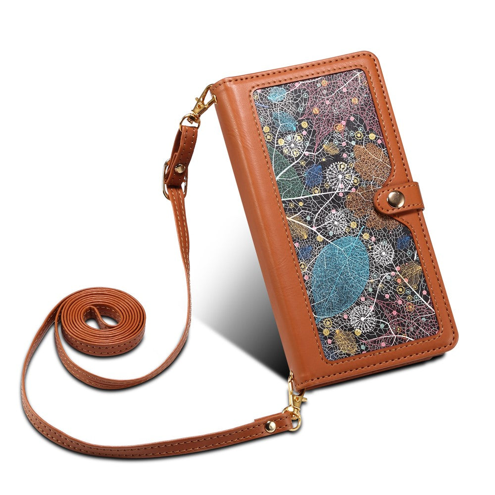 ESEBLE for Samsung Galaxy M54 5G / F54 5G RFID Blocking Leather Phone Case Zipper Pocket Wallet Stand Cover - Brown