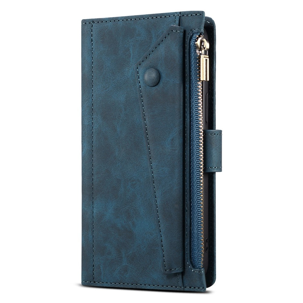ESEBLE Star Series for Samsung Galaxy M54 5G / F54 5G Phone Stand Case Zipper Pocket Wallet Leather Phone Cover - Blue