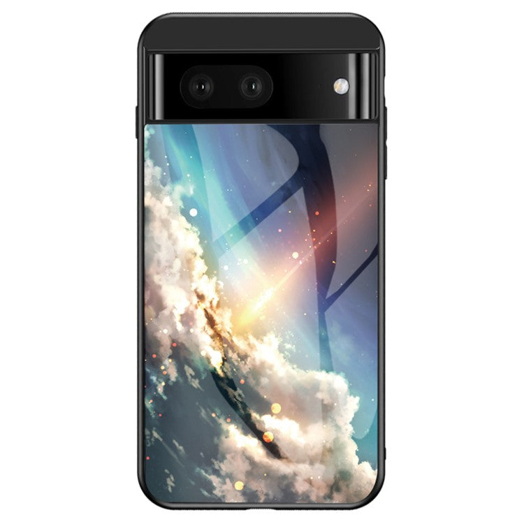 For Google Pixel 7a PC+TPU+Tempered Glass Back Cover Starry Sky Pattern Anti-drop Phone Case - Bright Starry Sky