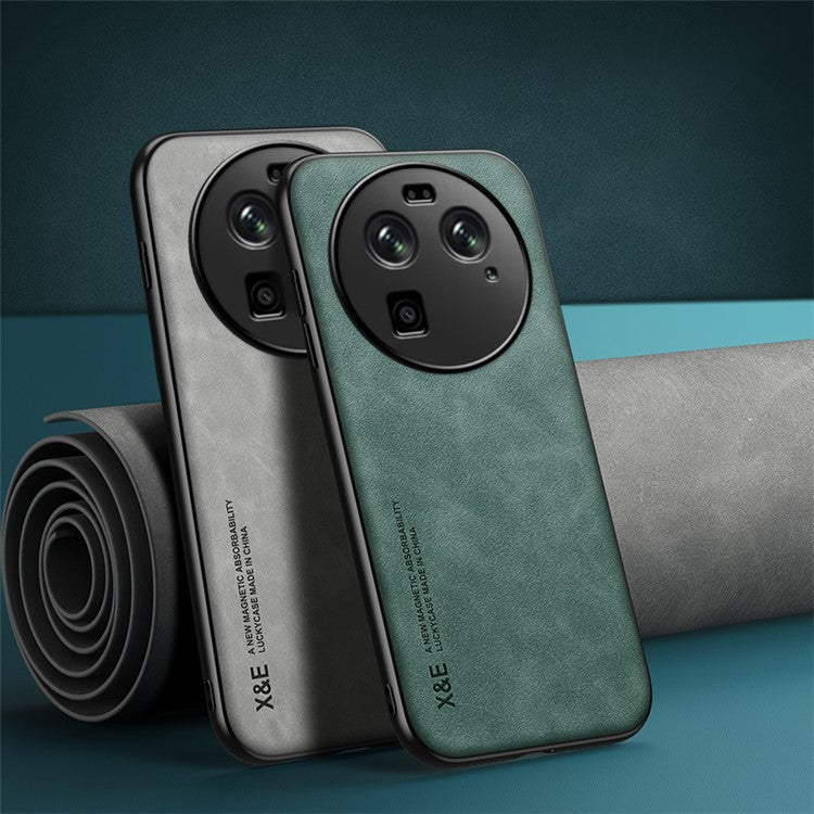 X&E For Oppo Find X6 PU Leather Coated TPU+PC Phone Case Skin-touch Phone Cover - Light Grey