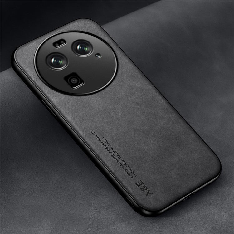 X&E For Oppo Find X6 PU Leather Coated TPU+PC Phone Case Skin-touch Phone Cover - Dark Grey