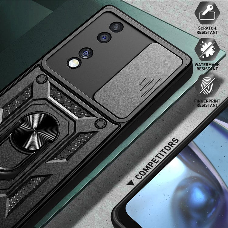 For Honor 70 5G Phone Kickstand Case Slide Camera Lens Protection PC+TPU Cover - Rose Gold