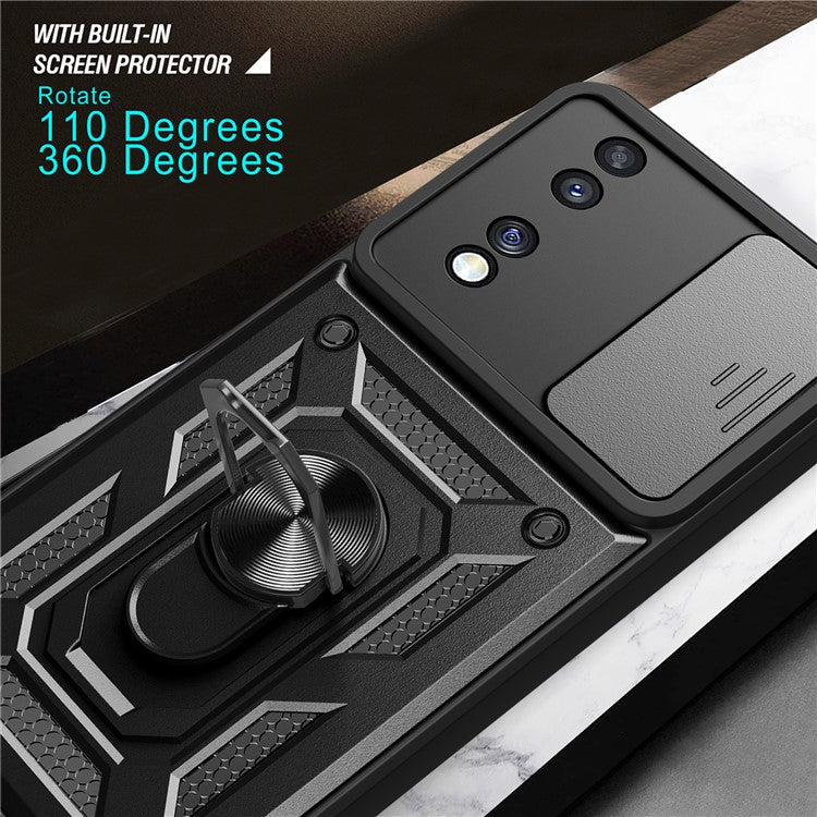 For Honor 70 5G Phone Kickstand Case Slide Camera Lens Protection PC+TPU Cover - Rose Gold