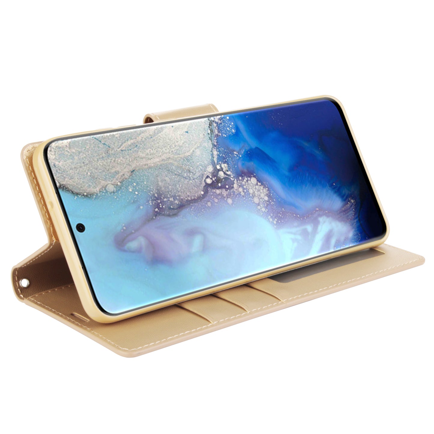 HANMAN Mill Series for Samsung Galaxy S20 5G / 4G Leather Phone Case Stand Wallet Anti-drop Phone Cover - Gold
