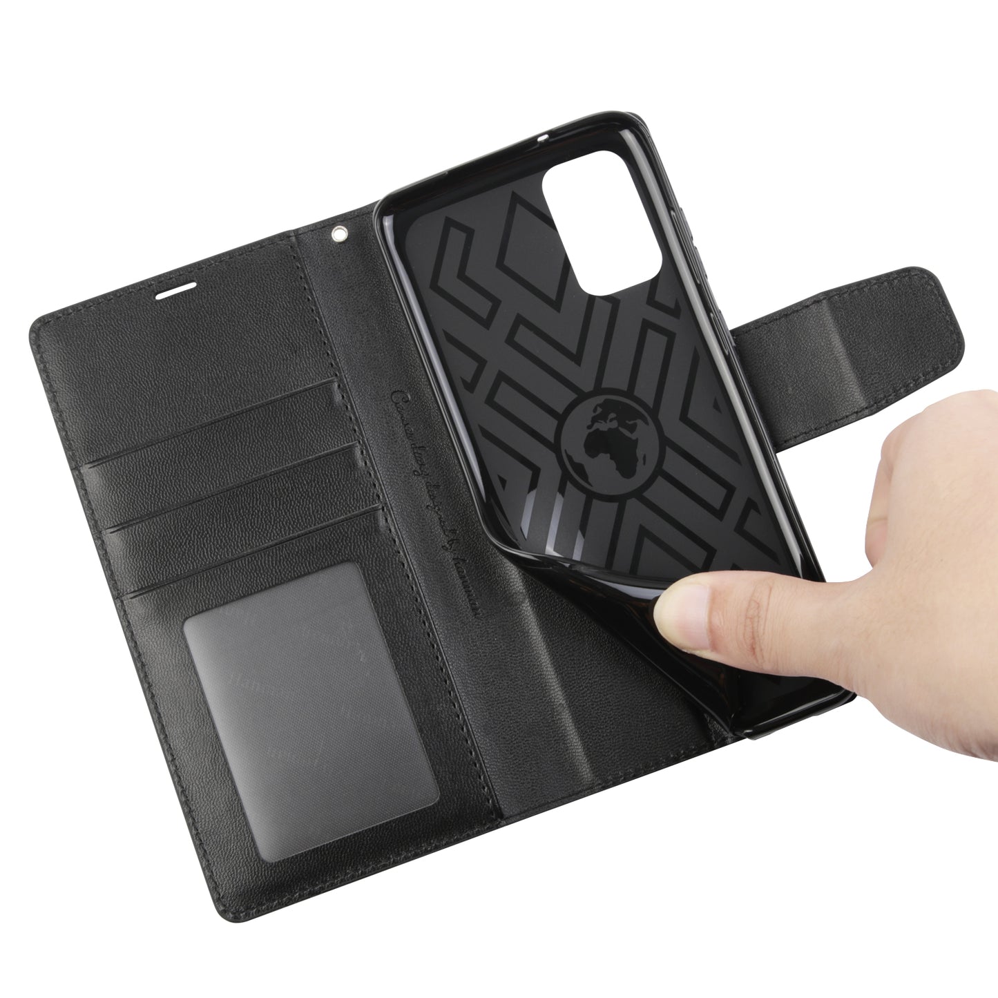 HANMAN Mill Series for Samsung Galaxy S20 Plus 5G / 4G Stand Phone Case Leather Wallet Smartphone Cover - Black