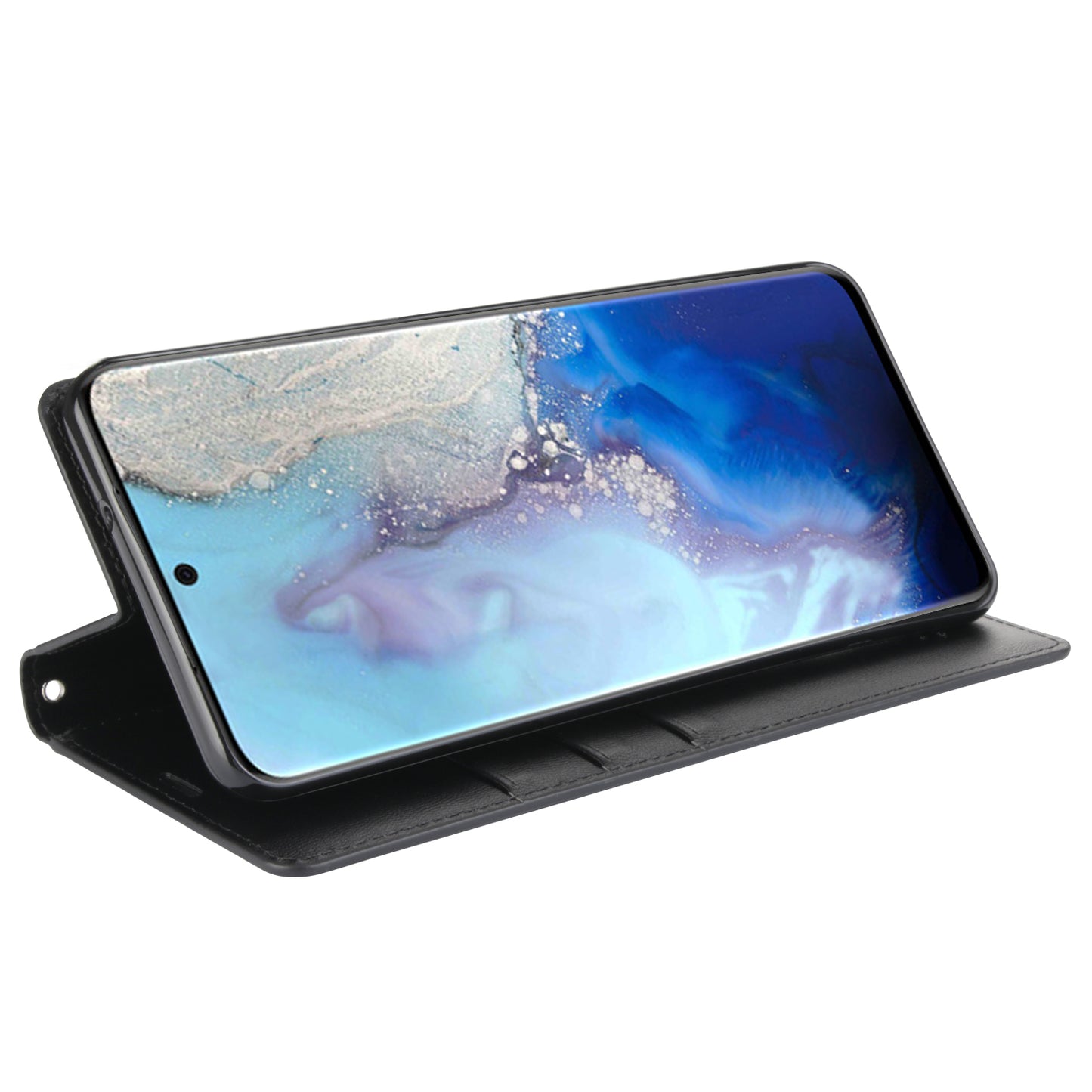 HANMAN Minuo Series Stand Cover for Samsung Galaxy S20 4G / 5G PU Leather Phone Wallet Case - Black