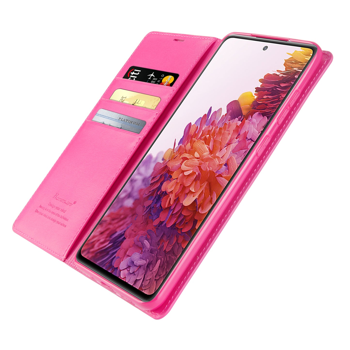 HANMAN Minuo Series Stand Cover for Samsung Galaxy S20 4G / 5G PU Leather Phone Wallet Case - Rose