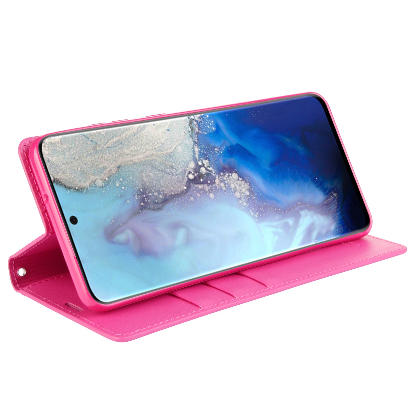 HANMAN Minuo Series Stand Cover for Samsung Galaxy S20 4G / 5G PU Leather Phone Wallet Case - Rose