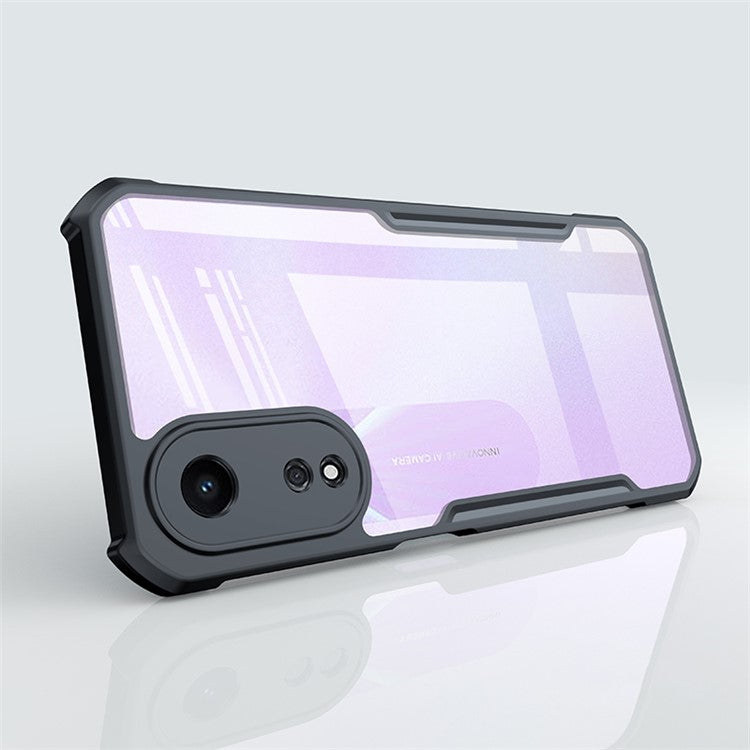 XUNDD For Oppo A78 5G Acrylic+TPU Cell Phone Case Drop-proof Protection Phone Cover - Black Transparent