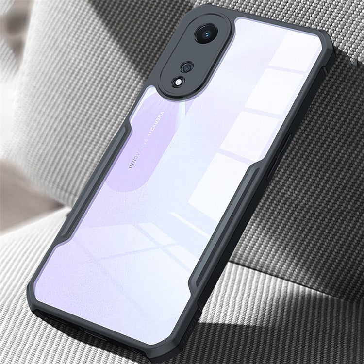 XUNDD For Oppo A78 5G Acrylic+TPU Cell Phone Case Drop-proof Protection Phone Cover - Black Transparent