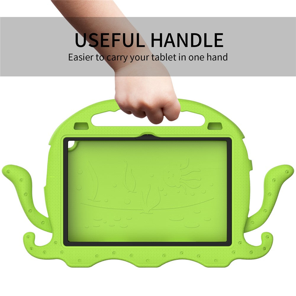 For Lenovo Tab M10 (Gen 3) Tablet EVA Case Cartoon Octopus Hand Grip Tablet Cover with Shoulder Strap - Green