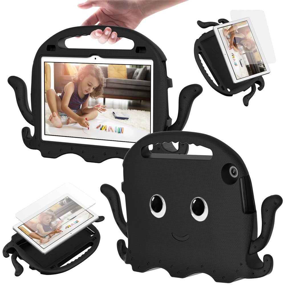 For Lenovo Tab M10 (Gen 3) Tablet EVA Case Cartoon Octopus Hand Grip Tablet Cover with Shoulder Strap - Black