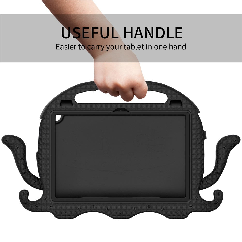 For Lenovo Tab M10 (Gen 3) Tablet EVA Case Cartoon Octopus Hand Grip Tablet Cover with Shoulder Strap - Black