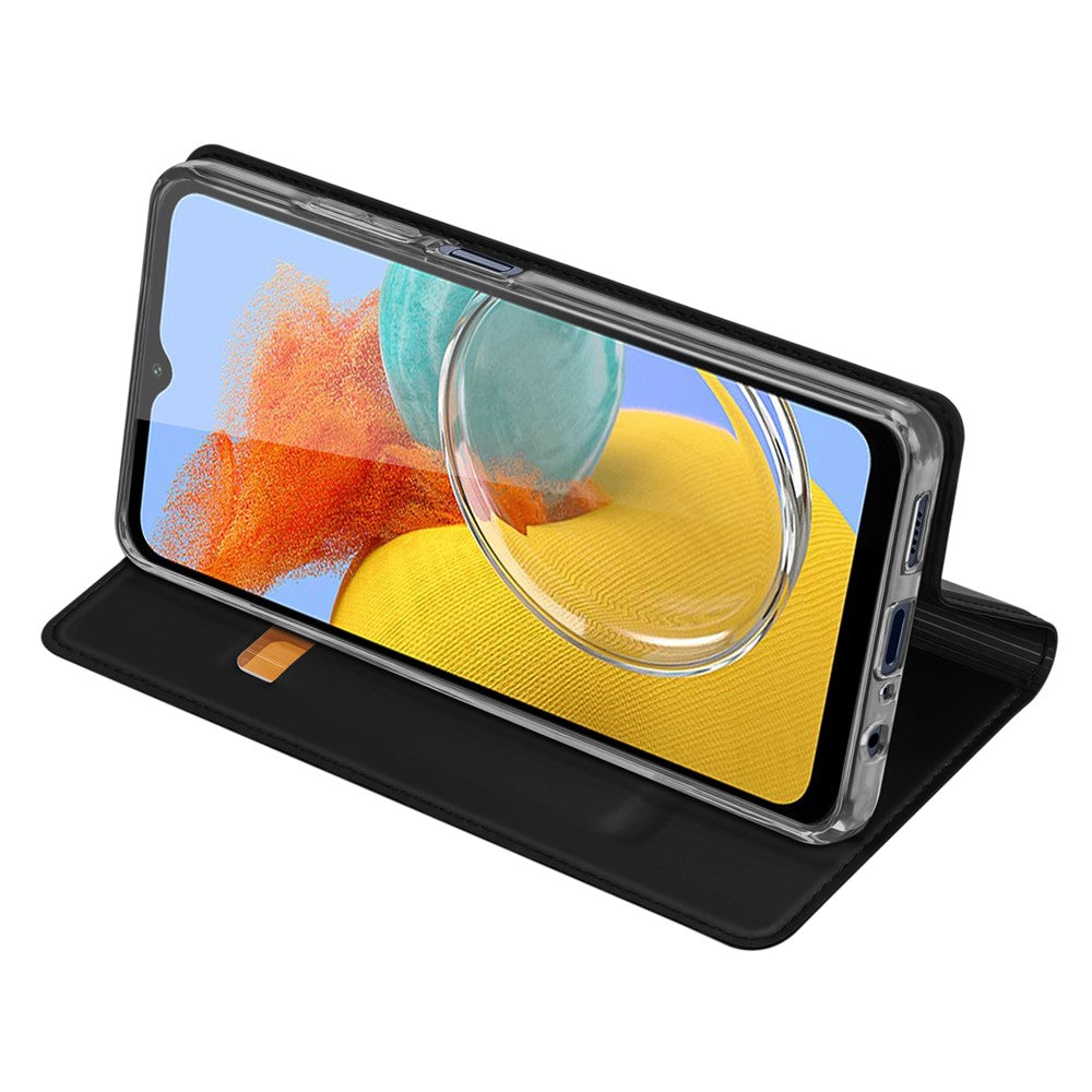 DUX DUCIS Skin Pro Series for Samsung Galaxy M14 5G Phone Case with Card Holder PU Leather Stand Flip Cover - Black