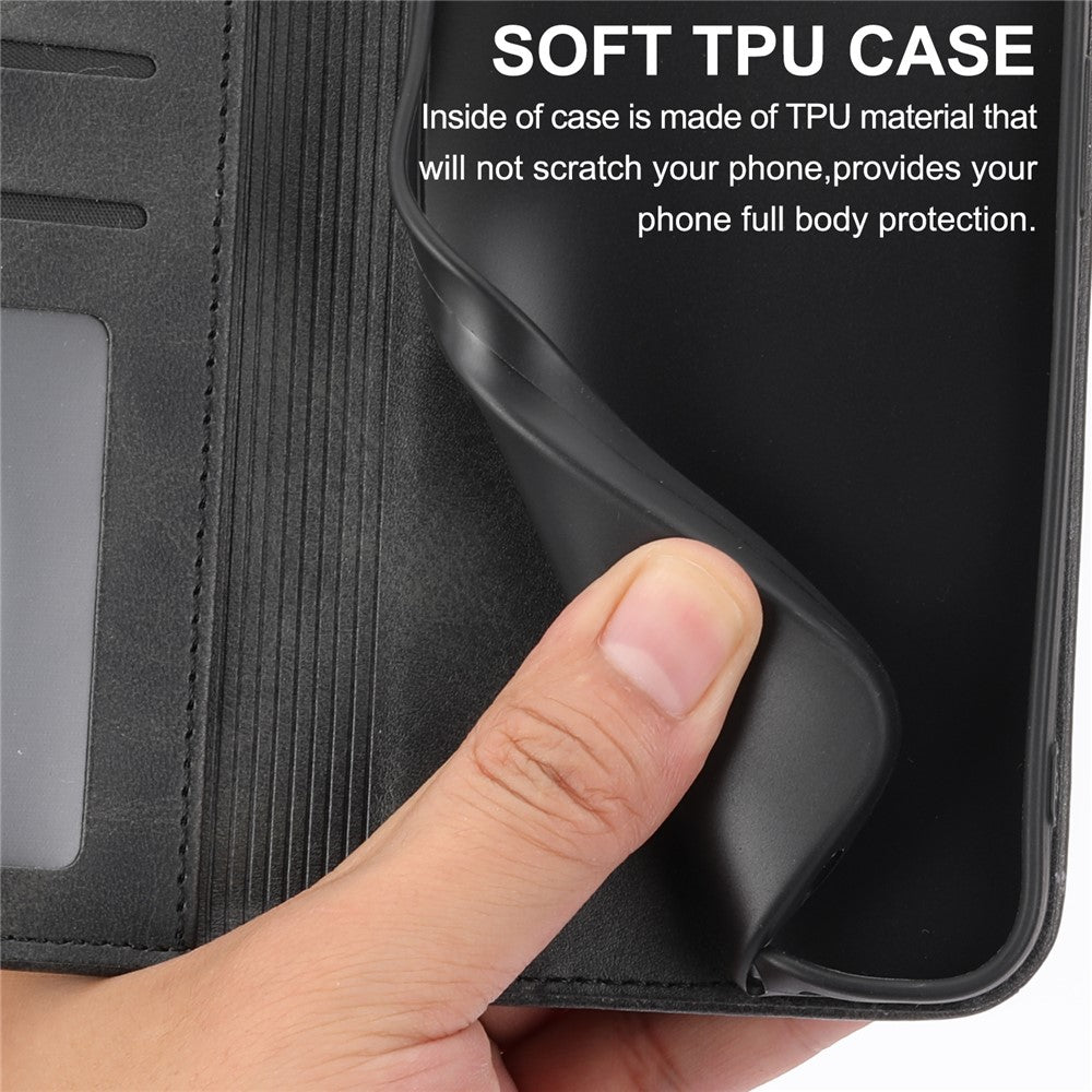 For Samsung Galaxy M14 5G Imprinted Rhombus Pattern Phone Shell Calf Texture PU Leather Stand Phone Case - Black