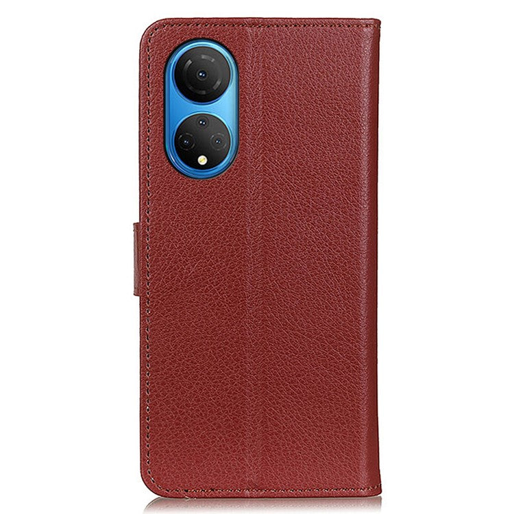 PU Leather Wallet Stand Case for Honor X7 , Litchi Texture Protective Phone Cover - Brown