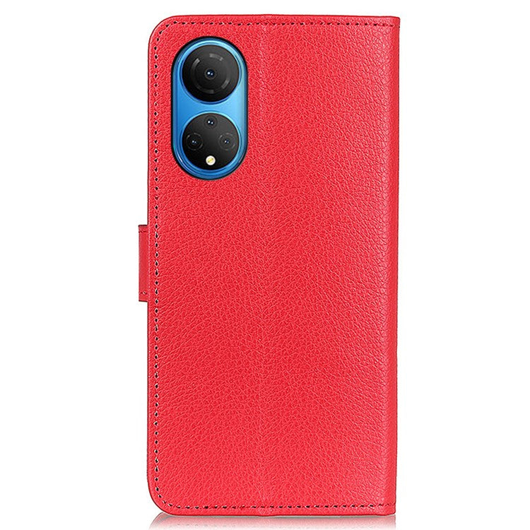 PU Leather Wallet Stand Case for Honor X7 , Litchi Texture Protective Phone Cover - Red