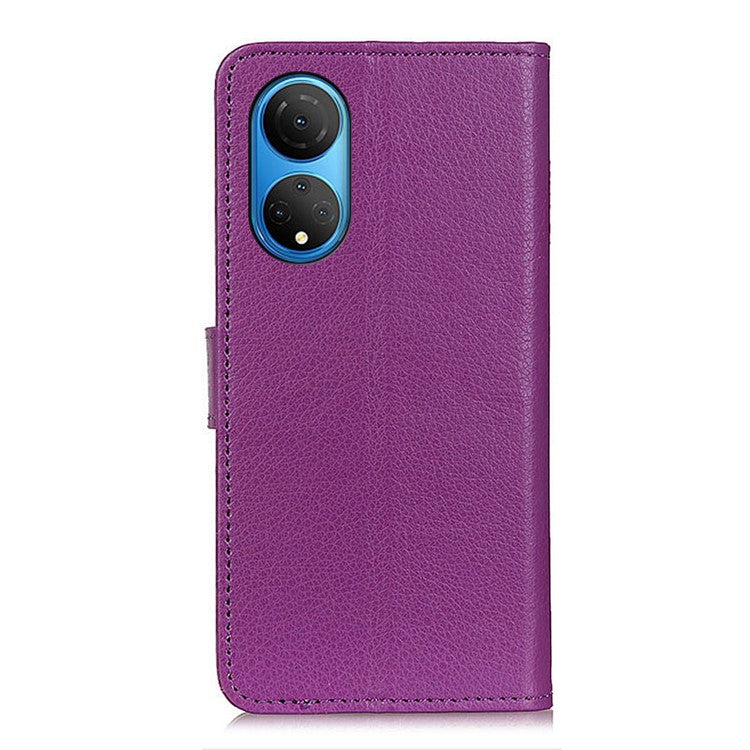 PU Leather Wallet Stand Case for Honor X7 , Litchi Texture Protective Phone Cover - Purple