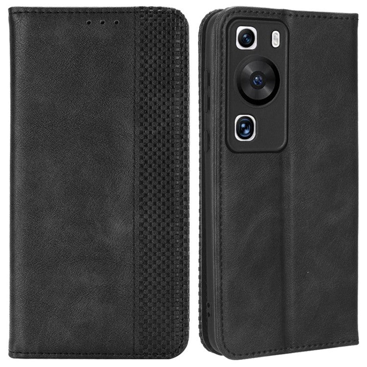 Stand Shell for Oppo Find X6 Pro PU Leather Magnetic Retro Phone Cover Cell Phone Wallet Case - Black