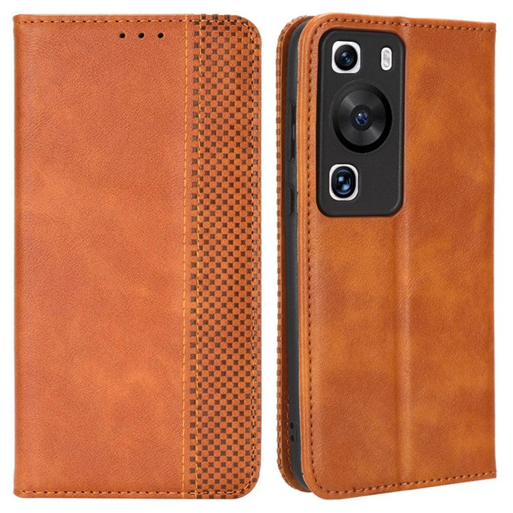 Stand Shell for Oppo Find X6 Pro PU Leather Magnetic Retro Phone Cover Cell Phone Wallet Case - Brown