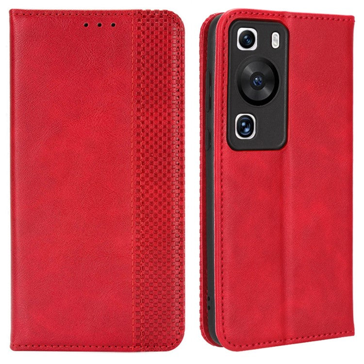 Stand Shell for Oppo Find X6 Pro PU Leather Magnetic Retro Phone Cover Cell Phone Wallet Case - Red