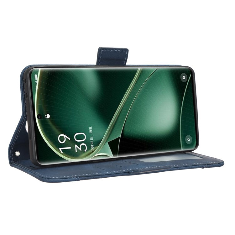 Wallet Phone Shell for Oppo Find X6 Pro Leather Flip Cover Multiple Card Slots Phone Case with Stand - Blue