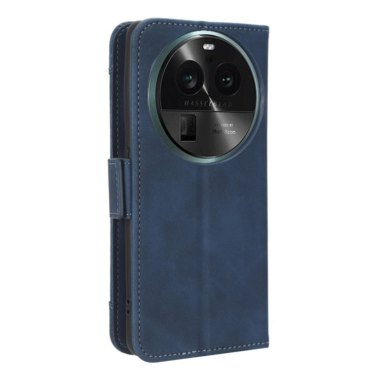 Wallet Phone Shell for Oppo Find X6 Pro Leather Flip Cover Multiple Card Slots Phone Case with Stand - Blue