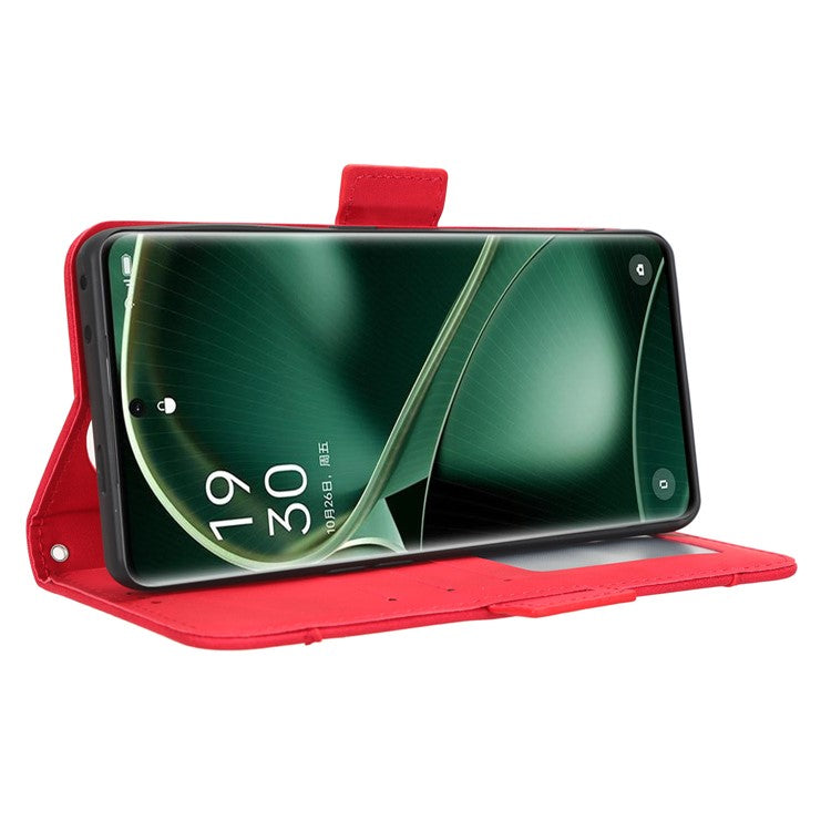 Wallet Phone Shell for Oppo Find X6 Pro Leather Flip Cover Multiple Card Slots Phone Case with Stand - Red