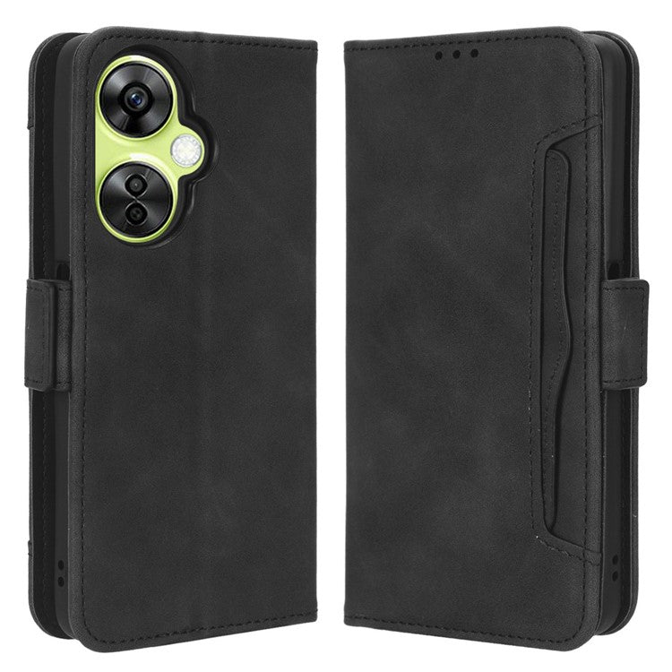 For OnePlus Nord CE 3 Lite 5G / Nord N30 5G Multiple Card Slots Phone Case Leather Wallet Stand Cover - Black