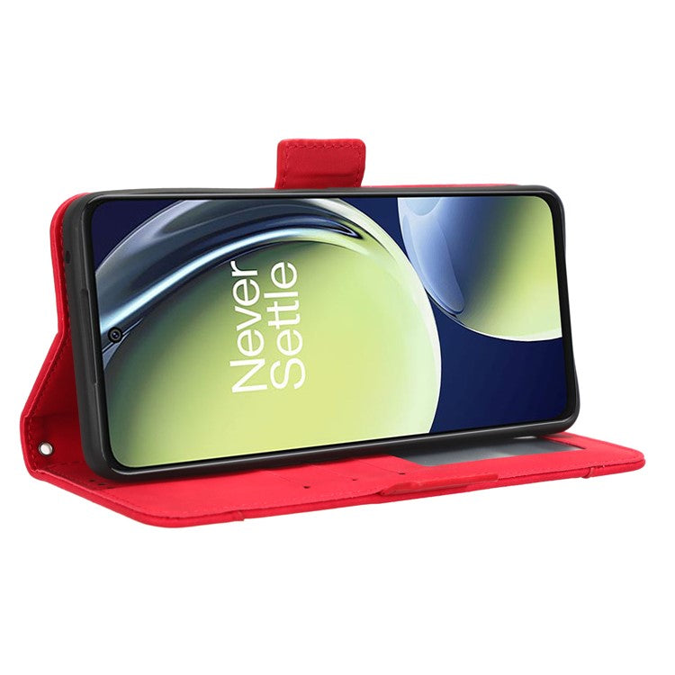 For OnePlus Nord CE 3 Lite 5G / Nord N30 5G Multiple Card Slots Phone Case Leather Wallet Stand Cover - Red
