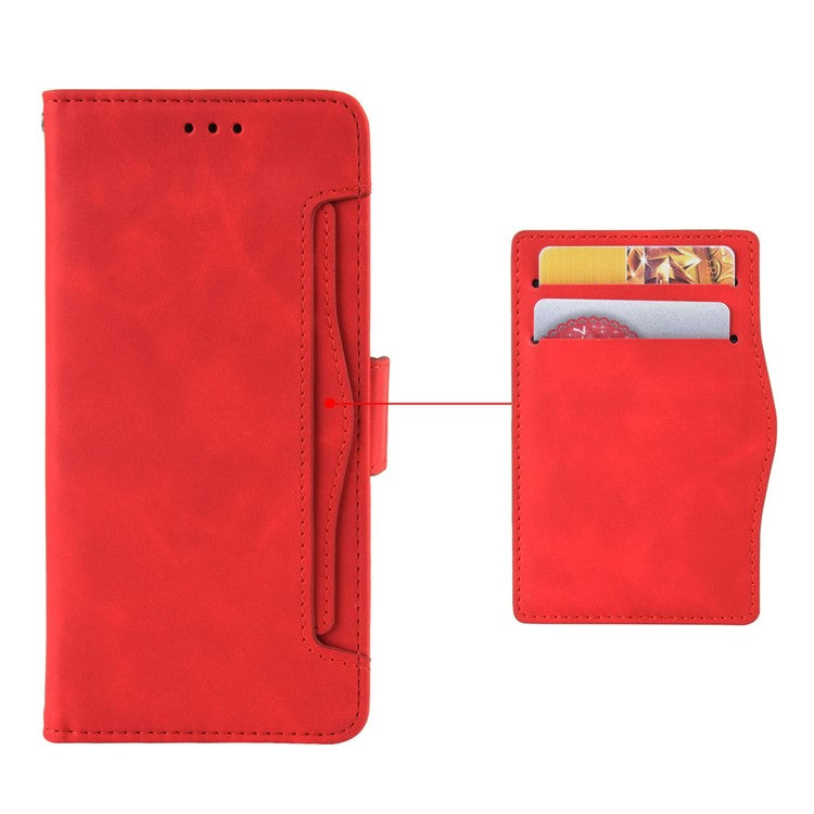 For OnePlus Nord CE 3 Lite 5G / Nord N30 5G Multiple Card Slots Phone Case Leather Wallet Stand Cover - Red