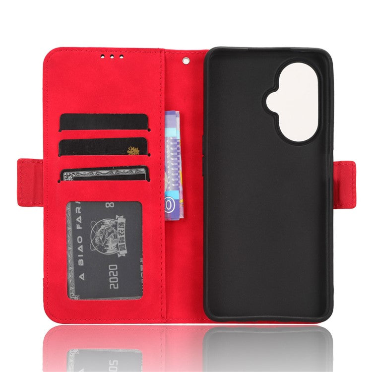 For OnePlus Nord CE 3 Lite 5G / Nord N30 5G Multiple Card Slots Phone Case Leather Wallet Stand Cover - Red