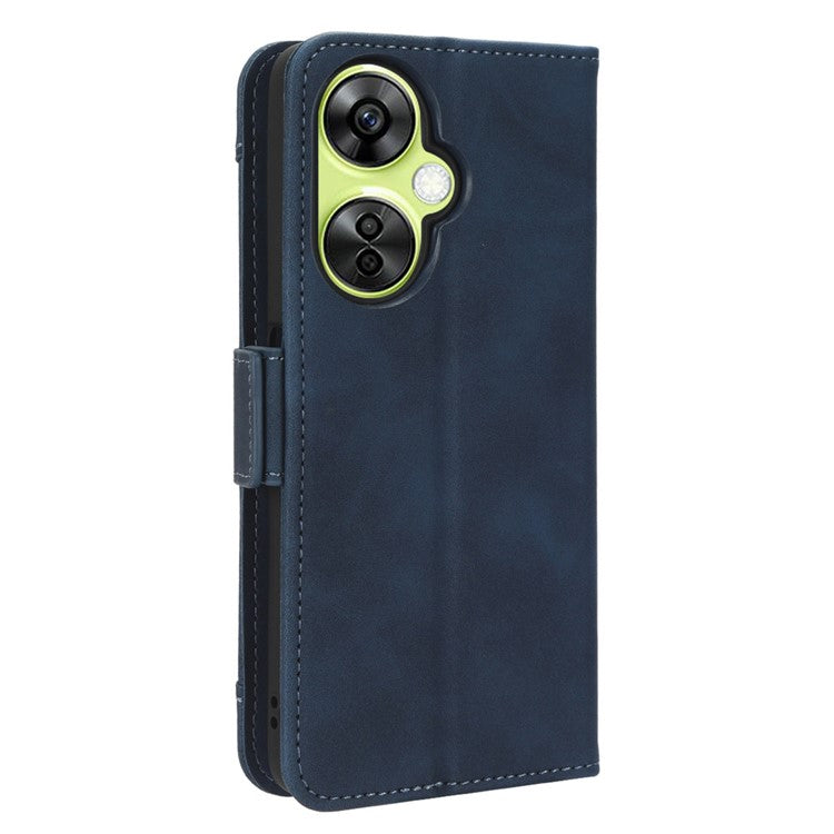For OnePlus Nord CE 3 Lite 5G / Nord N30 5G Multiple Card Slots Phone Case Leather Wallet Stand Cover - Blue