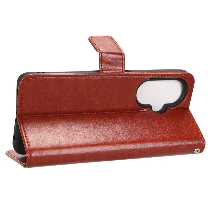 For OnePlus Nord CE 3 Lite 5G / Nord N30 5G Phone Leather Case Wallet Stand Crazy Horse Texture Phone Cover - Brown