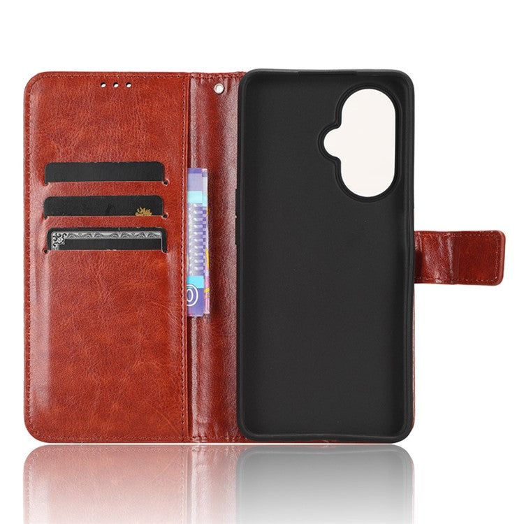For OnePlus Nord CE 3 Lite 5G / Nord N30 5G Phone Leather Case Wallet Stand Crazy Horse Texture Phone Cover - Brown