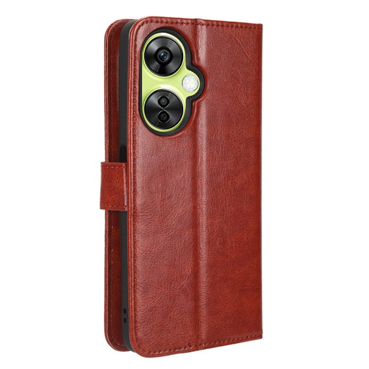 For OnePlus Nord CE 3 Lite 5G / Nord N30 5G Phone Leather Case Wallet Stand Crazy Horse Texture Phone Cover - Brown
