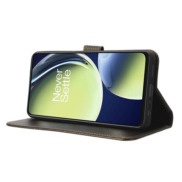 For OnePlus Nord CE 3 Lite 5G / Nord N30 5G Phone Case Wallet Stand Diamond Texture Phone Leather Cover - Brown