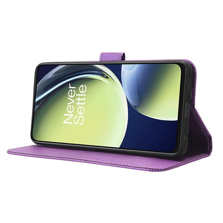 For OnePlus Nord CE 3 Lite 5G / Nord N30 5G Phone Case Wallet Stand Diamond Texture Phone Leather Cover - Purple
