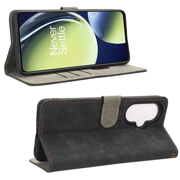 For OnePlus Nord CE 3 Lite 5G / Nord N30 5G Phone Stand Case PU Leather RFID Blocking Wallet Cover with Strap - Black