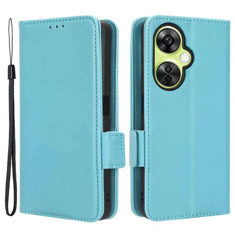 For OnePlus Nord CE 3 Lite 5G / Nord N30 5G PU Leather Case Litchi Texture Wallet Stand Phone Cover - Baby Blue