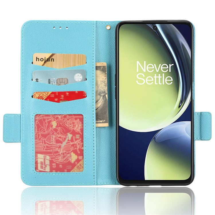 For OnePlus Nord CE 3 Lite 5G / Nord N30 5G PU Leather Case Litchi Texture Wallet Stand Phone Cover - Baby Blue