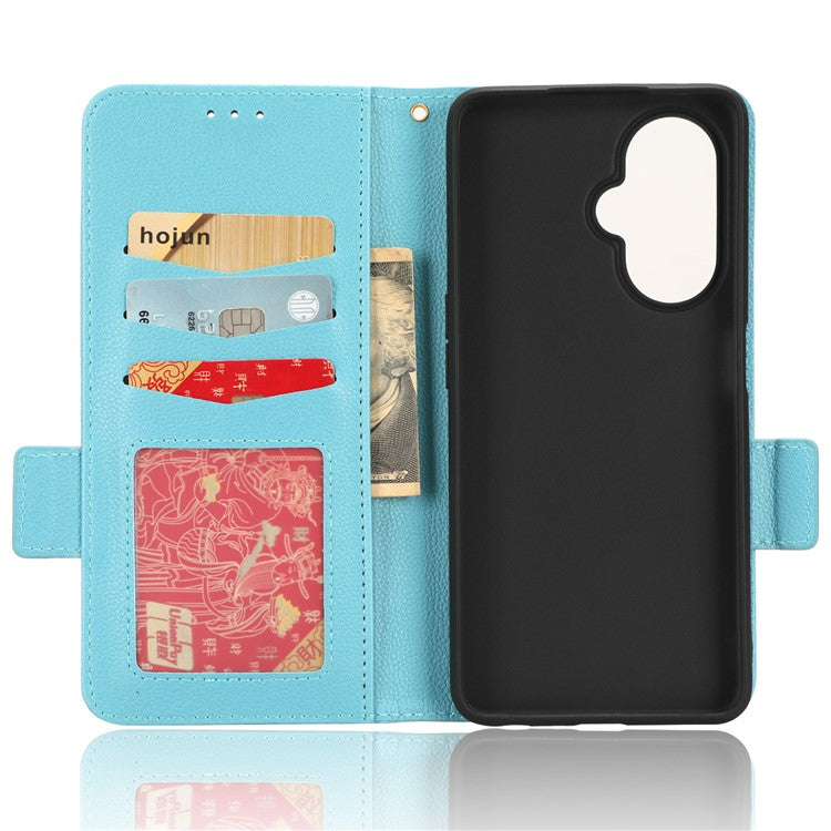 For OnePlus Nord CE 3 Lite 5G / Nord N30 5G PU Leather Case Litchi Texture Wallet Stand Phone Cover - Baby Blue