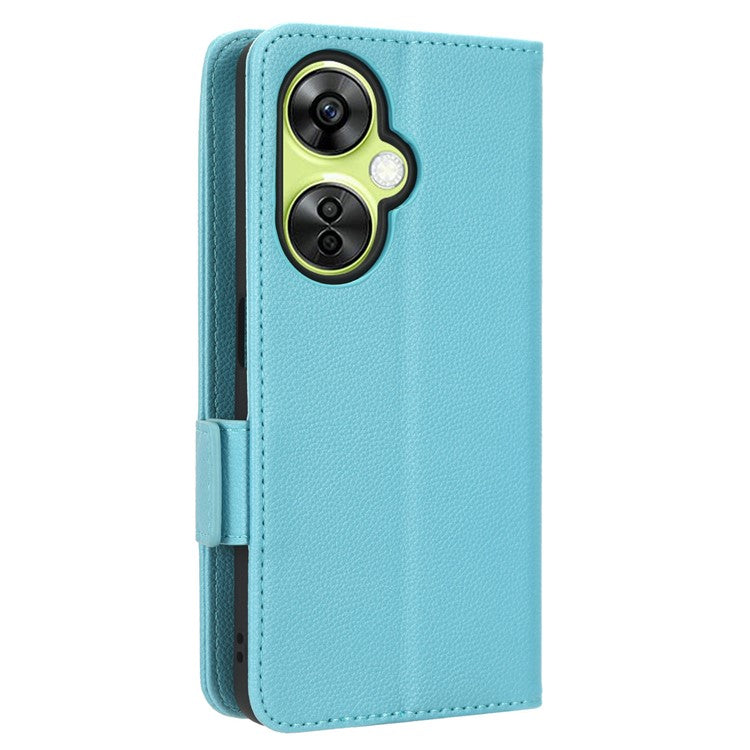 For OnePlus Nord CE 3 Lite 5G / Nord N30 5G PU Leather Case Litchi Texture Wallet Stand Phone Cover - Baby Blue